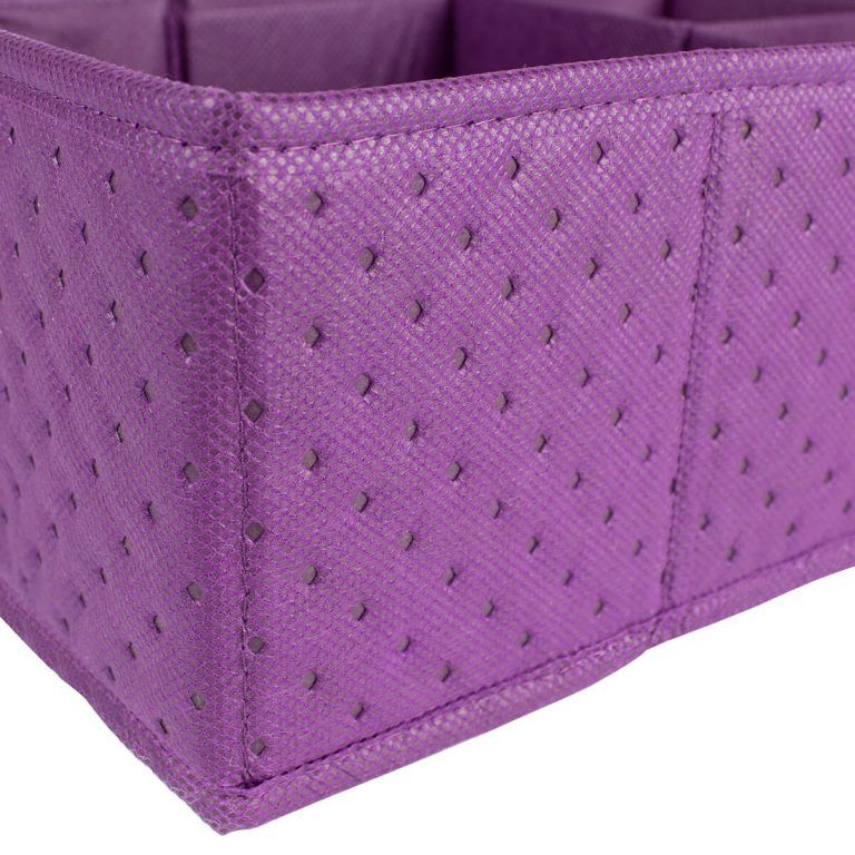 detalle organizador tela cajón violeta