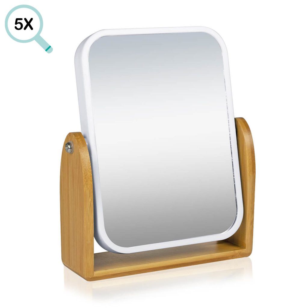 espejo aumento 5x madera blanco