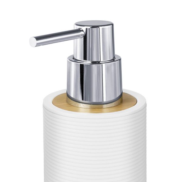 detalle dispensador jabón para baño laos blanco