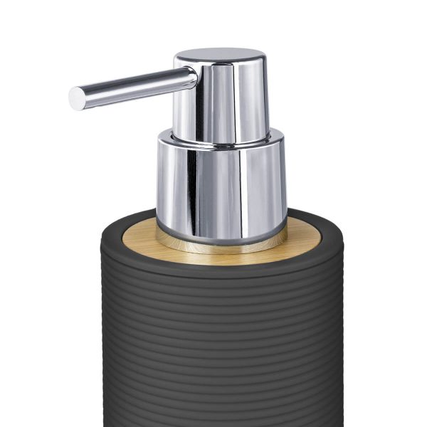 detalle dispensador jabón para baño laos negro