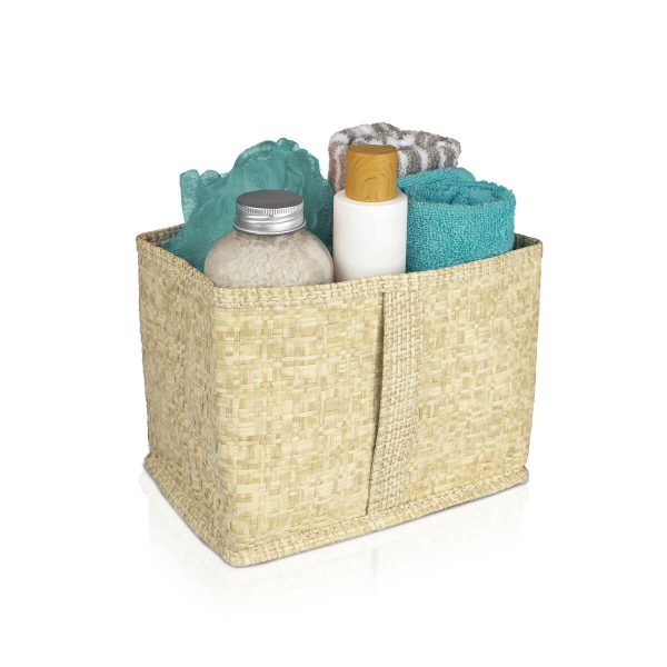 ambiente cesto organizador trenzado baño beige