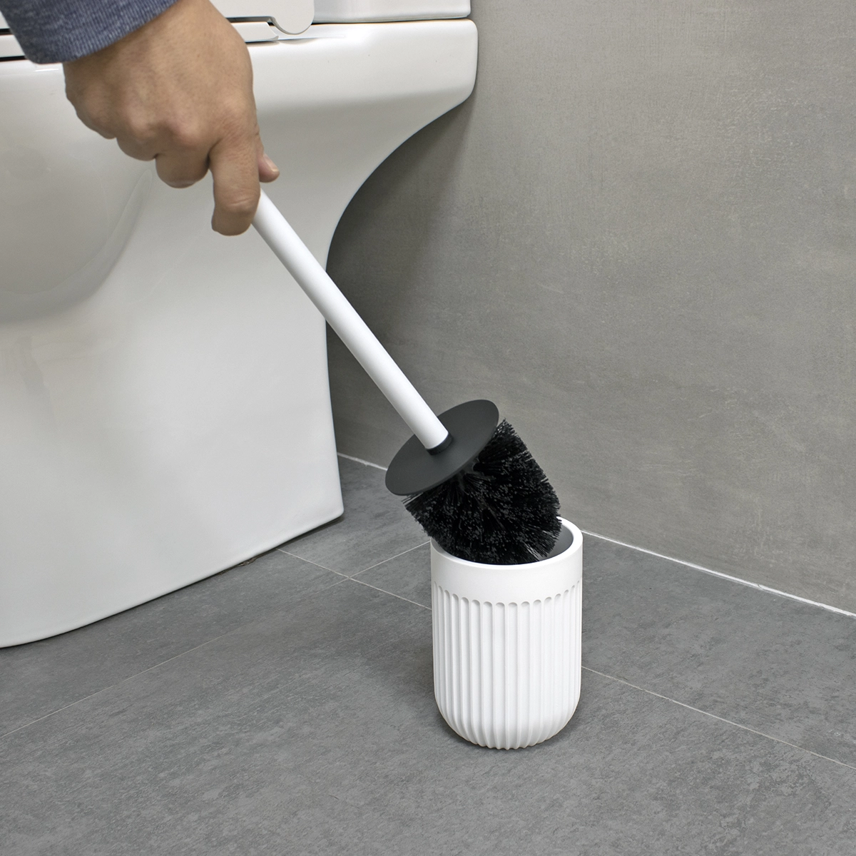 escobilla para wc blanco mate cepillo