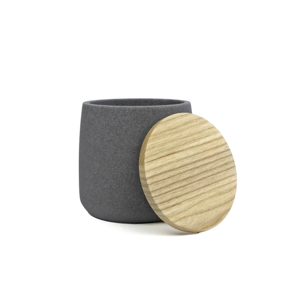 algodonera gris piedra con tapa de madera detalle