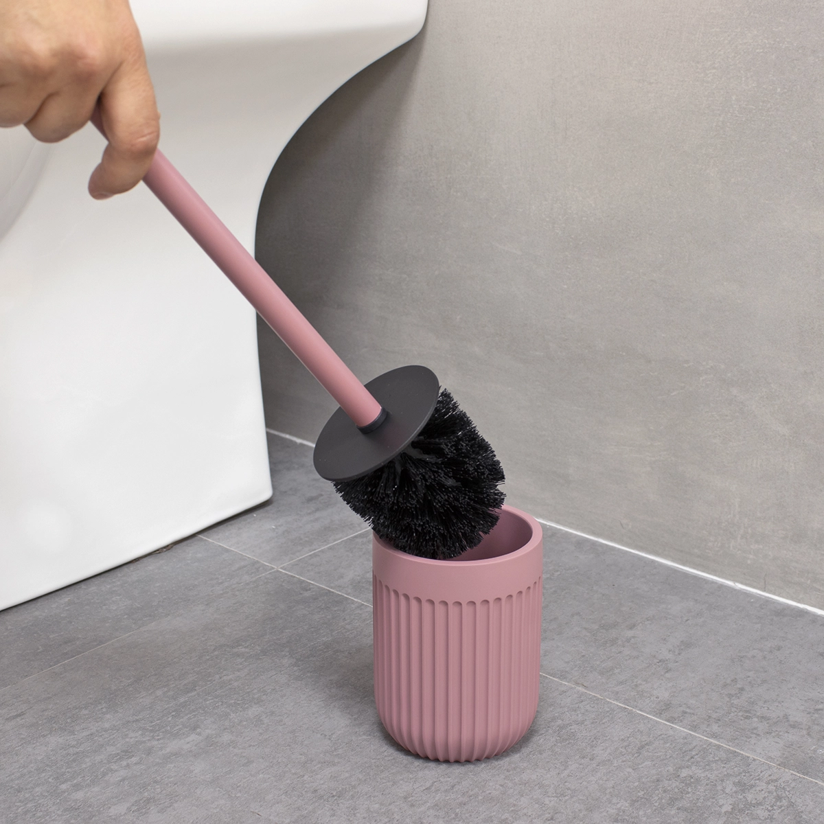 escobilla para wc rosa mate cepillo