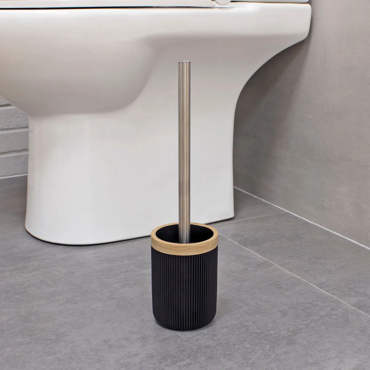 ambiente escobilla para wc negro mate y madera desert