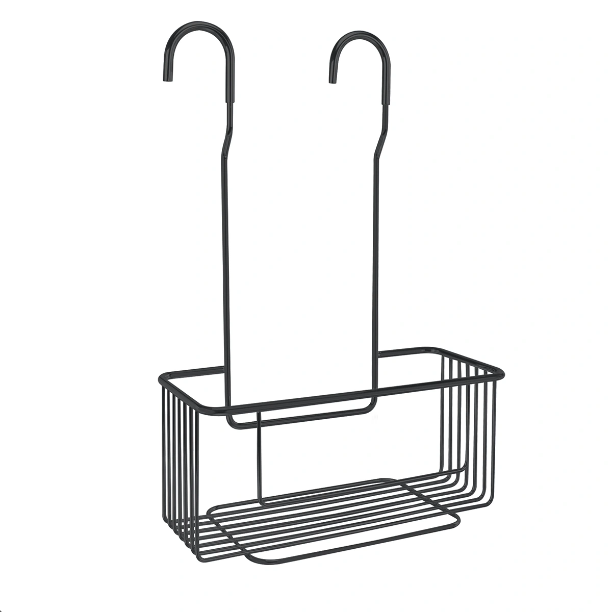 cesto de ducha de acero inoxidable negro mate para colgar en grifo ducha