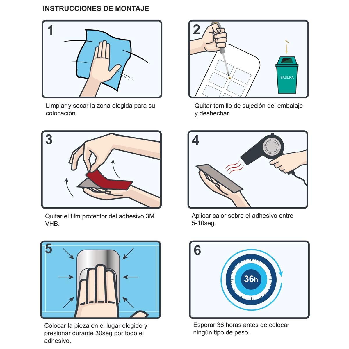 instrucciones cesto o estante para ducha adhesivo