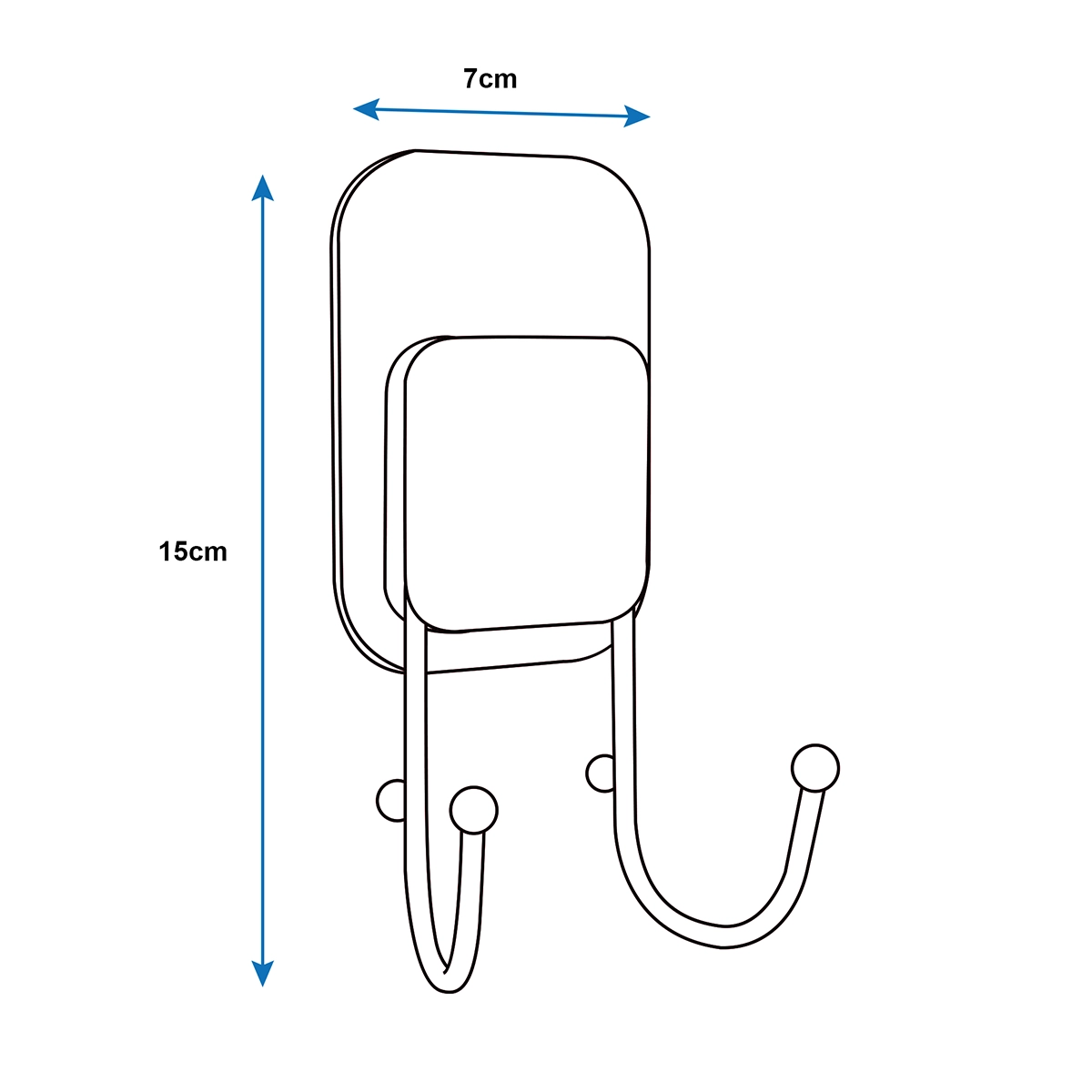 medidas percha adhesiva doble acero inoxidable