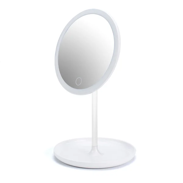 Espejo de aumento 7x de sobremesa con luz LED y batería recargable de litio en color blanco