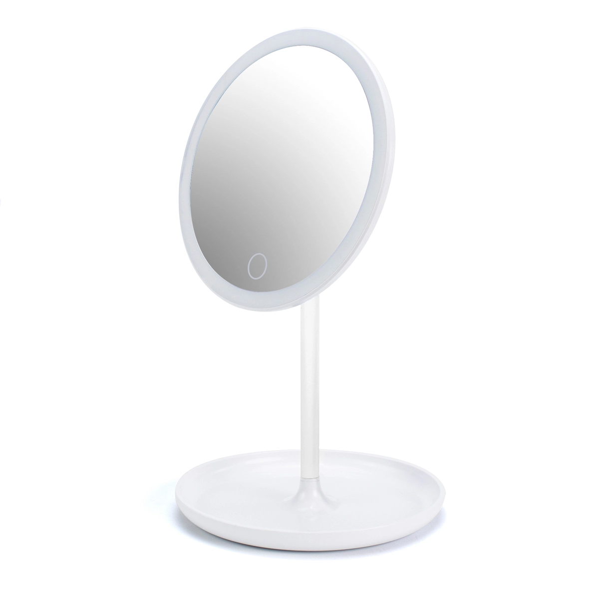Espejo de aumento 7x de sobremesa con luz LED y batería recargable de litio en color blanco
