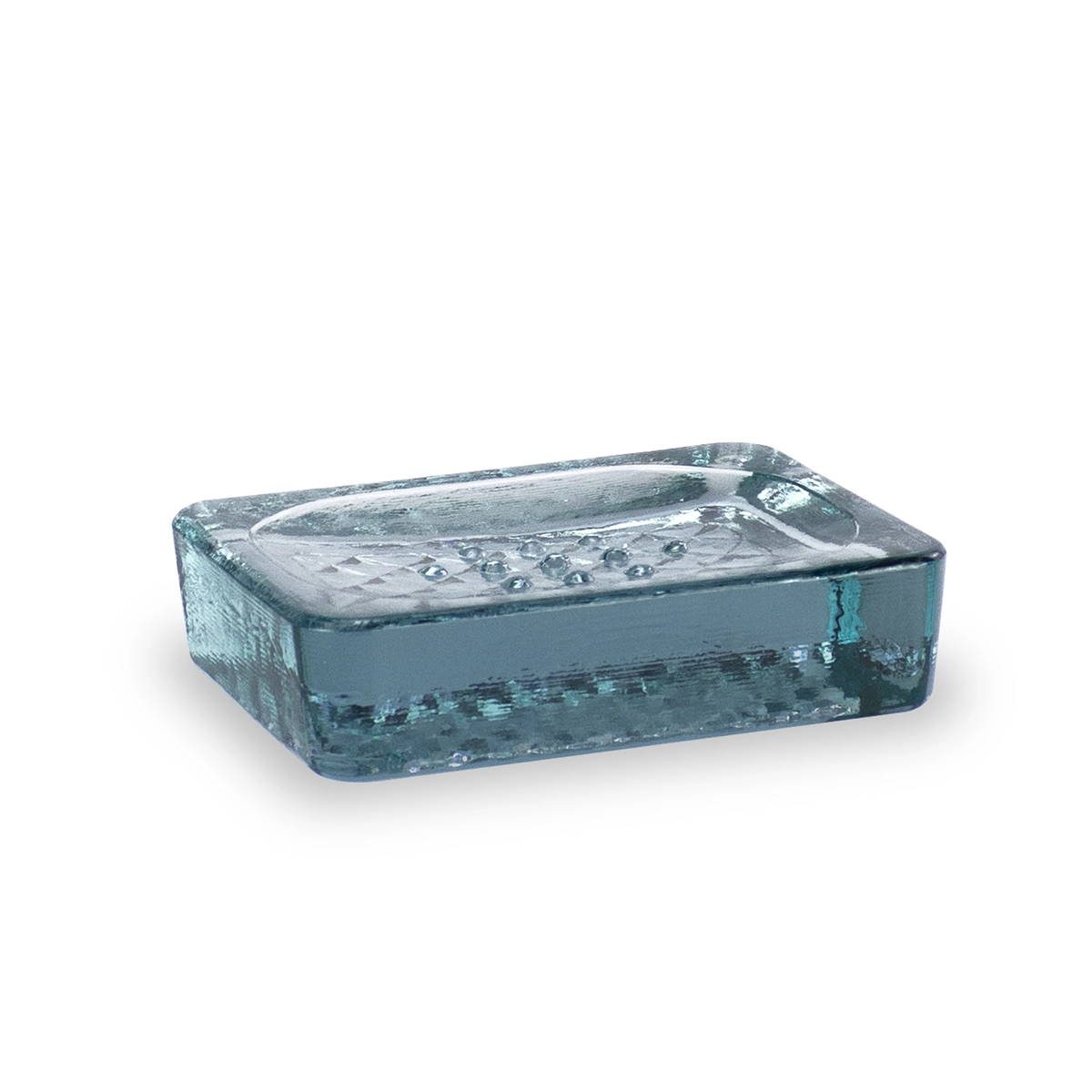 jabonera vidrio 100% reciclado azul