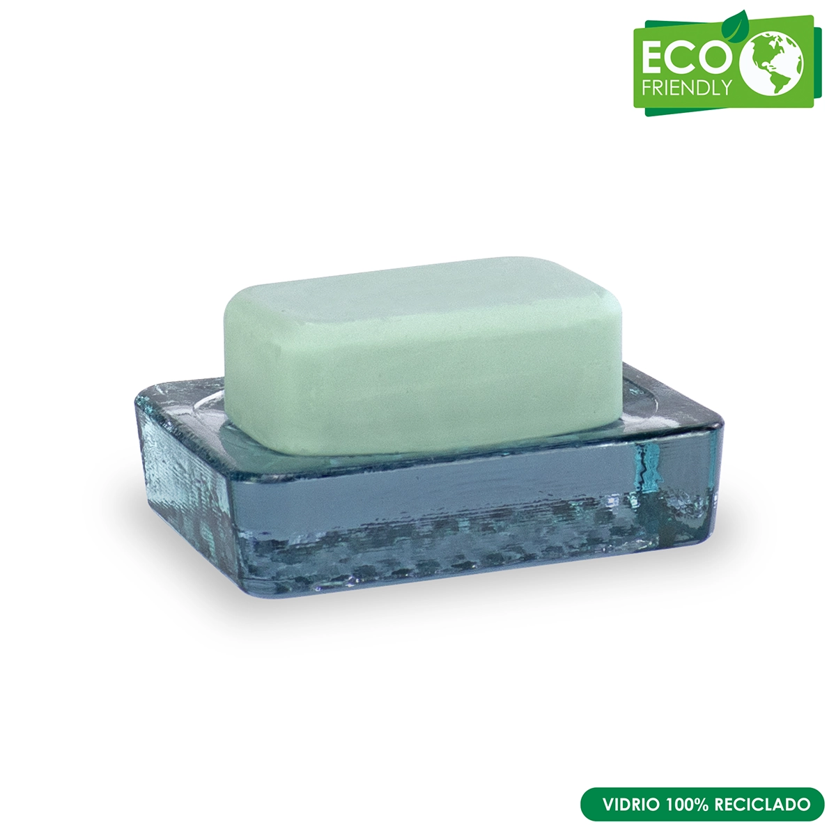 jabonera vidrio 100% reciclado azul características