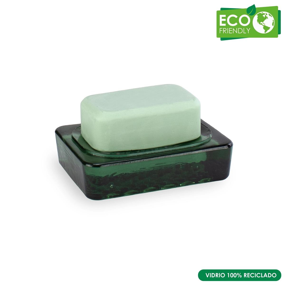 jabonera vidrio 100% reciclado verde características