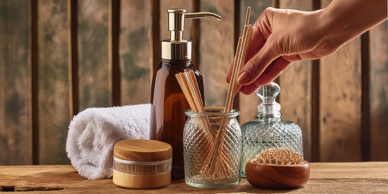 juego de accesorios de baño acorde con la decoración