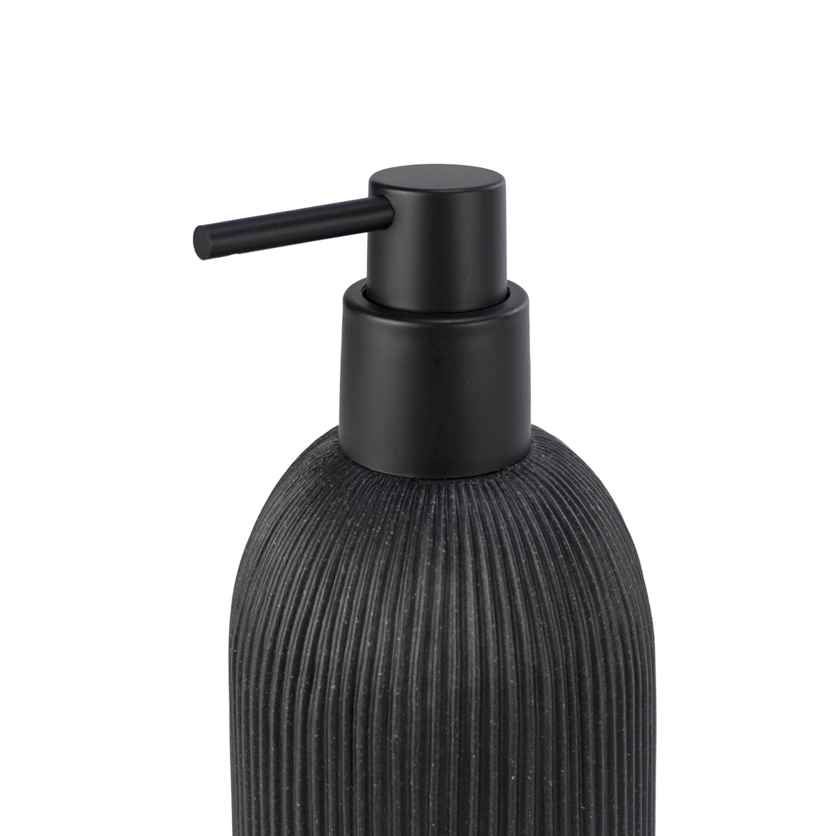 detalle dosificador de jabón de baño de resina negro