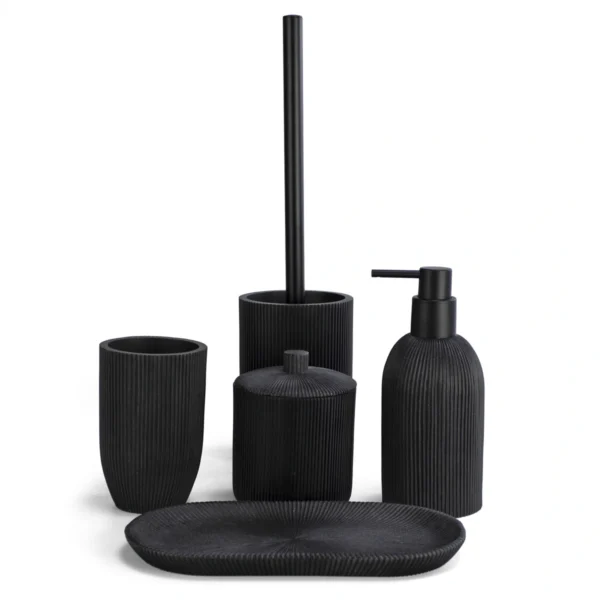 juego accesorios de baño de resina negra