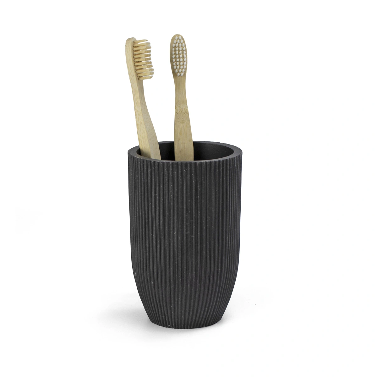 vaso negro mate para baño con cepillos dientes