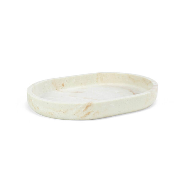 Bandeja de baño Pedra efecto piedra beige para organizar accesorios de lavabo