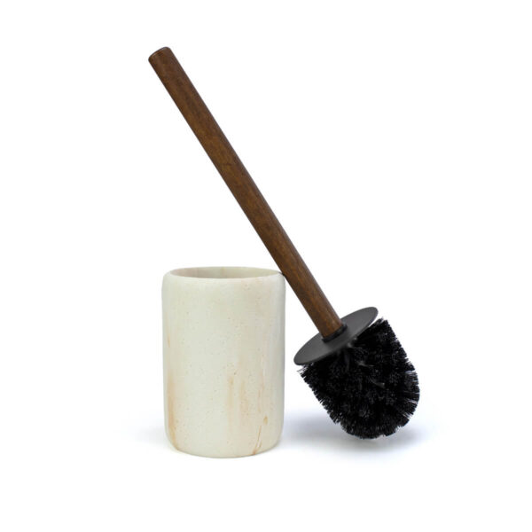 Escobilla WC Pedra beige con mango de madera y cepillo negro