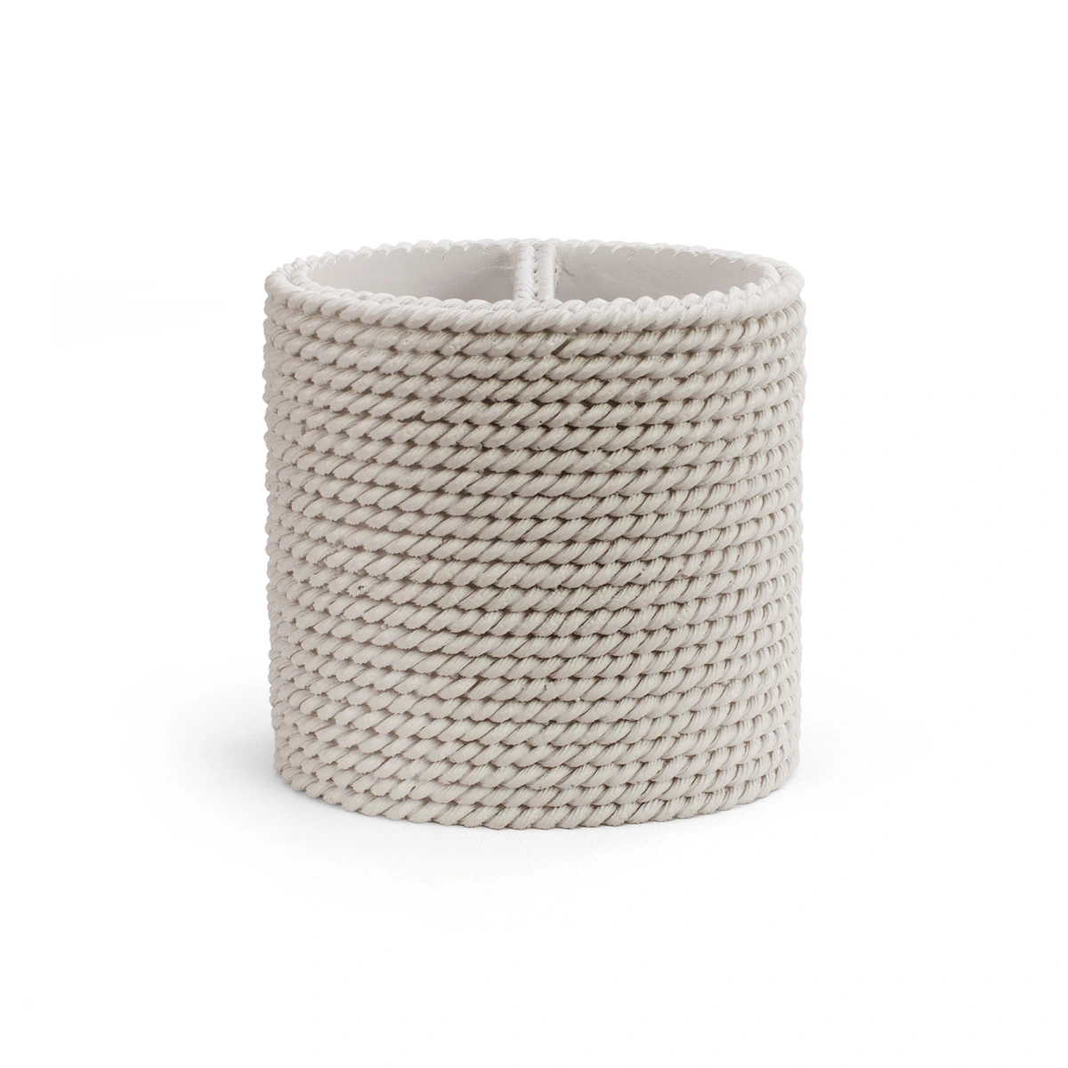 Portacepillos beige Trenzo para baño fabricado en resina con textura trenzada