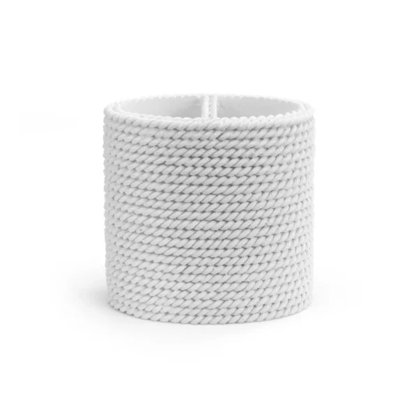 Portacepillos blanco Trenzo para baño fabricado en resina con textura trenzada