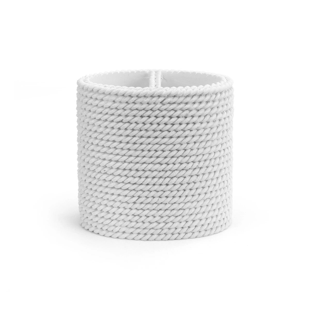 Portacepillos blanco Trenzo para baño fabricado en resina con textura trenzada