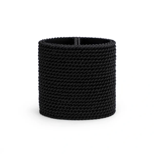 Portacepillos negro Trenzo para baño fabricado en resina con textura trenzada