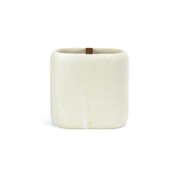 Vaso portacepillos Pedra efecto piedra de resina beige para baño